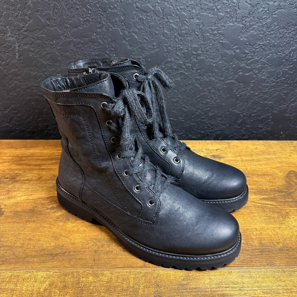 Trask Gumbie 36-1917 Black Leather Side Zip Combat Boots Womens 10M